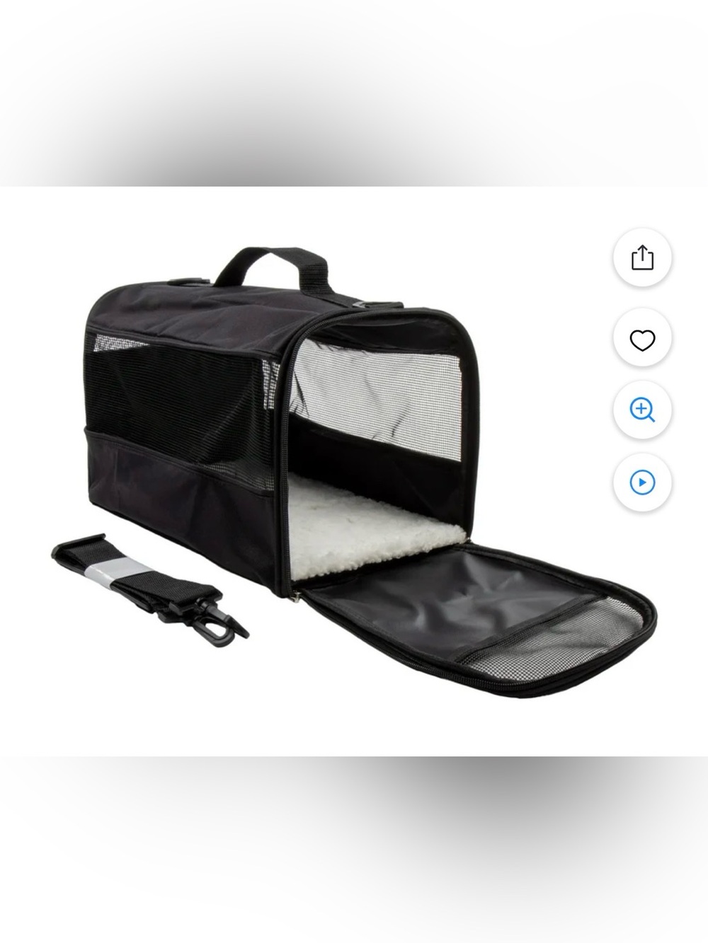 Black Small Pet Carrier Bag with Removable Strap